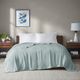 Olliix by Madison Park Freshspun Basketweave Blue Full/Queen Cotton Blanket-4
