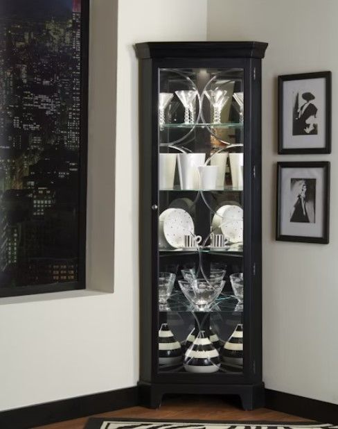 Pulaski™ PFC Oxford Black Corner Curio-2