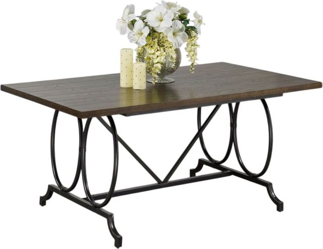 Brassex Inc. Tinga Brown Dining Table with Black Metal Base-0