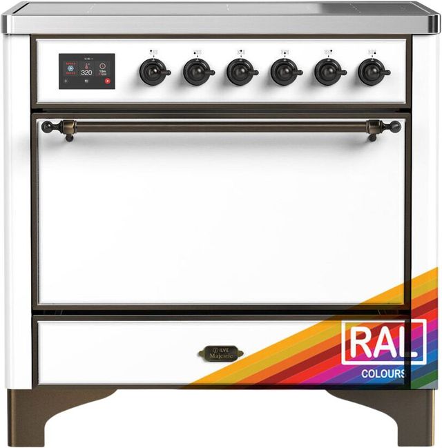 Ilve® Majestic III 36" Custom Pro Style Induction Range with Solid Door and Burnished Trim-0