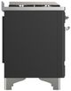Ilve® Majestic III 36" Graphite Matte Pro Style Dual Fuel Natural Gas Range with 6 Black Brass Burners and Chrome Trim-4