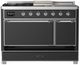 Ilve® Majestic III 48" Graphite Matte Pro Style Dual Fuel Liquid Propane Range with French Top and Chrome Trim-2