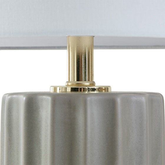 Olliix by Martha Stewart Glendale 27" Grey Ceramic Ribbed Table Lamp-4