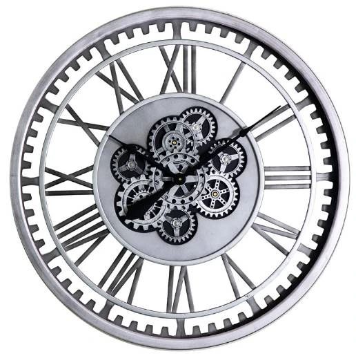 YHD Silver Framed 32" Round Gear Clock-0