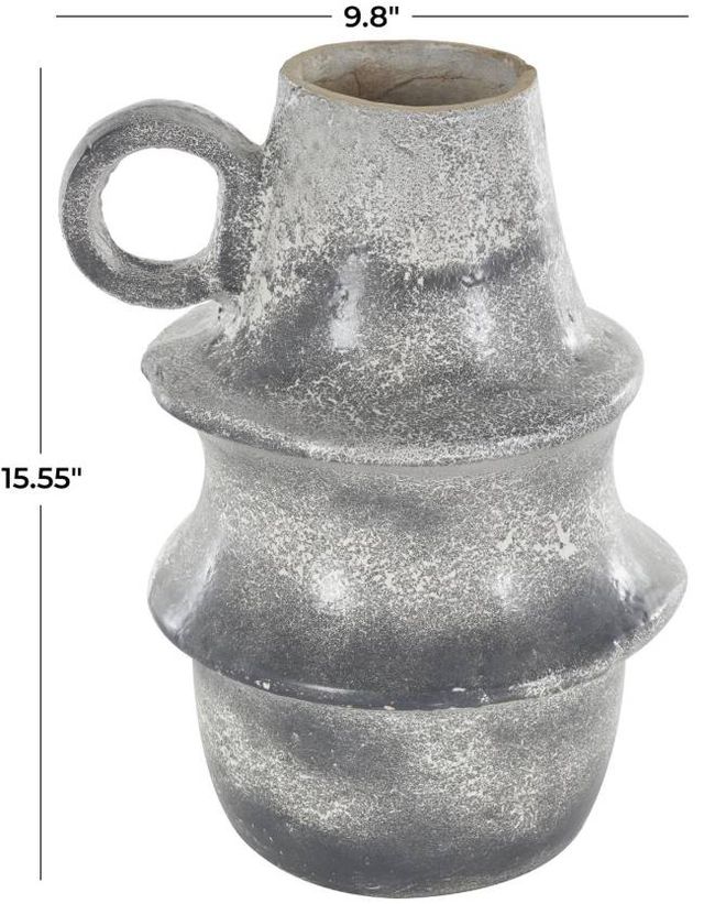 Deco Marche Light Gray Distressed Fluted Vase-3