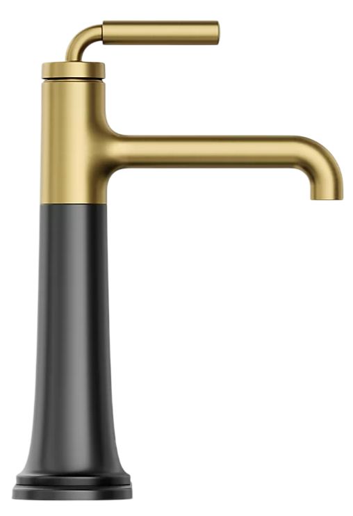 KOHLER® Tone™ Matte Black with Brushed Moderne Brass 0.5 GM Tall Single-Handle Bathroom Sink Faucet-2