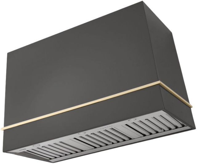 AGA Loge 48" Slate Wall Mounted Range Hood  with Polished Brass Trim-0