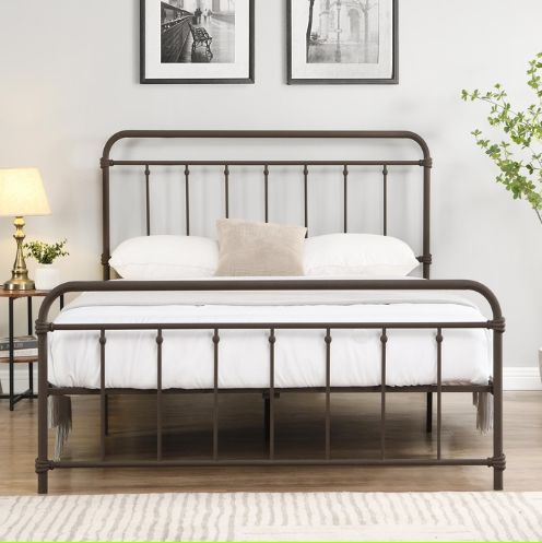 Milton Greens Stars Copper Full Metal Farmhouse Classic Platform Bed-2