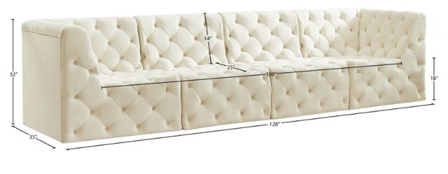 Meridian Furniture Tuft 4-Piece Cream 128" Modular Sofa-2