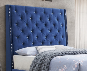 Crown Mark Chantilly Royal Blue Velvet Bed-1