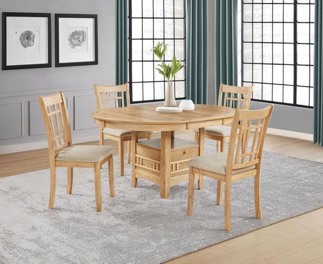 Coaster® Lavon 5-Piece Light Oak/Linen Dining Table Set-1