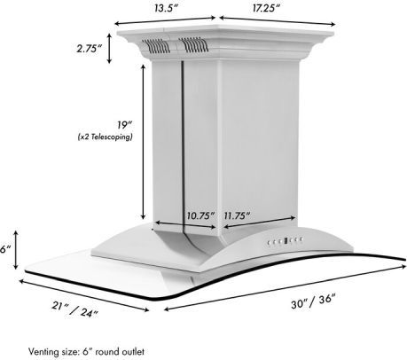 ZLINE 30" Stainless Steel Island Mounted Range Hood with CrownSound® Bluetooth Speakers-4
