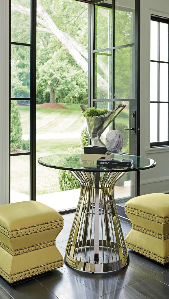 Lexington Home Ariana Riviera 54" Clear Top Dining Table with Stainless Steel Base-1