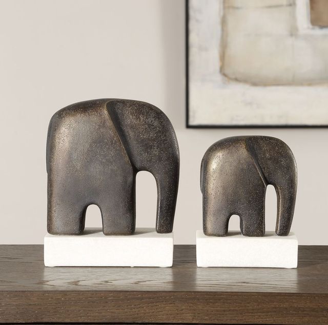 Uttermost® Timeless Tusk 2-Piece Antique Bronze/White Sculpture Set-1