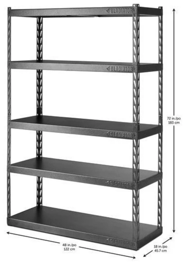 Gladiator® Hammered Granite 48" Wide EZ Connect Rack with Five 18" Deep Shelves-3