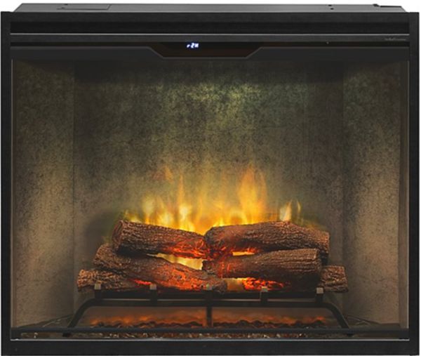 Dimplex® Revillusion Black 36'' Built-in Weathered Concrete Electric Firebox with Front Glass-1
