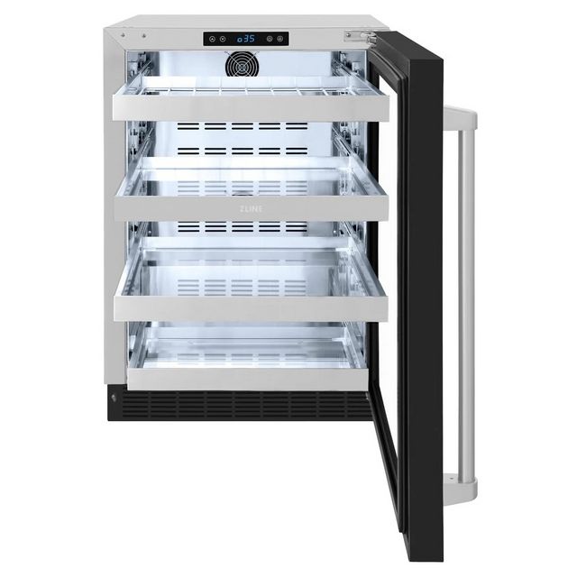 ZLINE Touchstone 5.2 Cu. Ft. Stainless Steel Beverage Center with Black Matte Glass Door-10