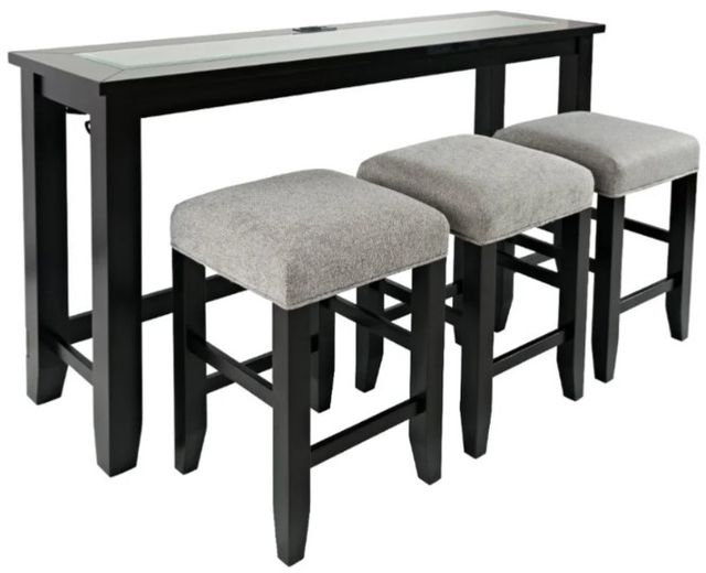 Jofran Inc. Urban Icon 4-Piece Black/Gray Sofa Console and Stool Set-0