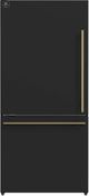 FORNO® Milano Espresso 31" 17.2 Cu. Ft. Black Counter Depth Bottom Freezer Refrigerator-0