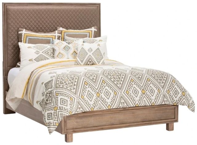 Michael Amini® Hudson Ferry Autumn Bronze/Driftwood Queen Upholstered Panel Bed-0