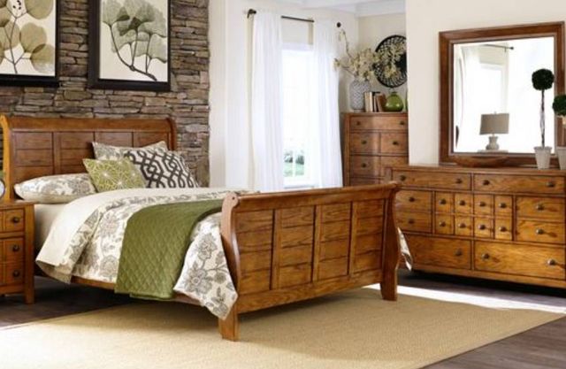 Liberty Furniture Grandpas Cabin 3-Piece Aged Oak Queen Bedroom Set