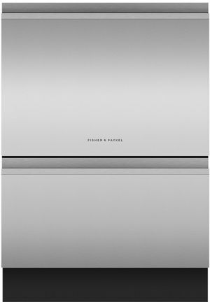 Front view of the Fisher & Paykel Series 9 24" DishDrawer™ Stainless Steel Double Drawer Dishwasher