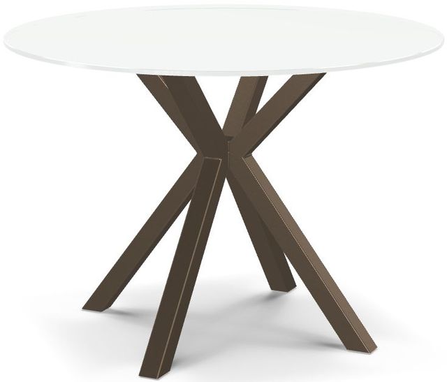 Amisco Customizable Asterisk White Glass Round Table with Starburst Stand-0