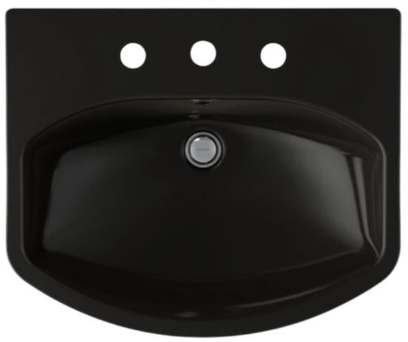Kohler Cimarron® Black 22.75" Widespread Rectangular Pedestal Bathroom Sink-4