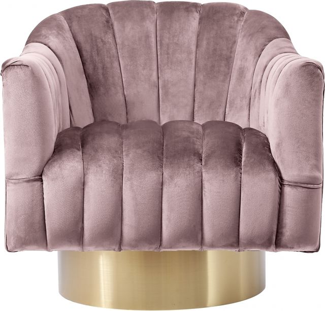 Meridian Furniture Farrah Pink/Gold Velvet Swivel Chair-1