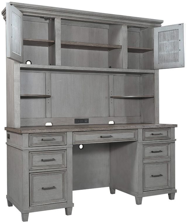 aspenhome® Caraway Aged Slate Credenza Desk and Hutch-1