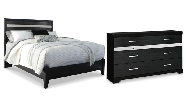 Signature Design by Ashley® Starberry 2-Piece Black Queen Panel Bed Set-0