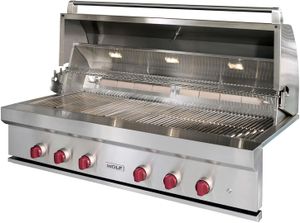 Front view of the Wolf® 6-Burner Stainless Steel Built In Natural Gas Grill
