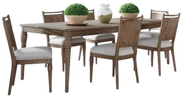 Liberty Furniture Hickory Grove 7-Piece Elliston Oatmeal/Heirloom Brown Rectangular Dining Table Set-0