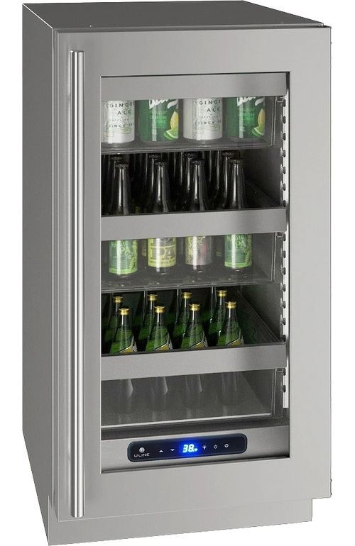 U-Line 5 Class Collection 18” 3.7 Cu. Ft. Stainless Steel Beverage Center with Glass Door-0