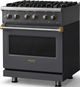 Viking® 5 Series 30" Cast Black Pro Style Dual Fuel (LP) Range with Brushed Brass Trim-3
