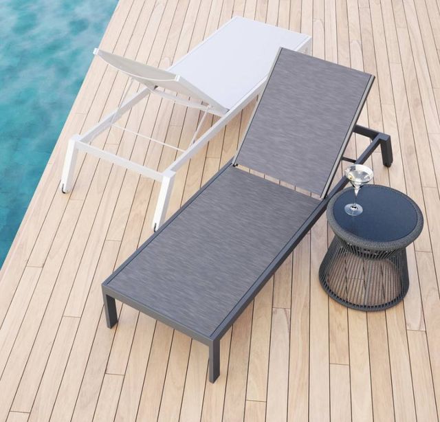 Sunset West Vegas Graphite Metal Outdoor Stackable Chaise-4