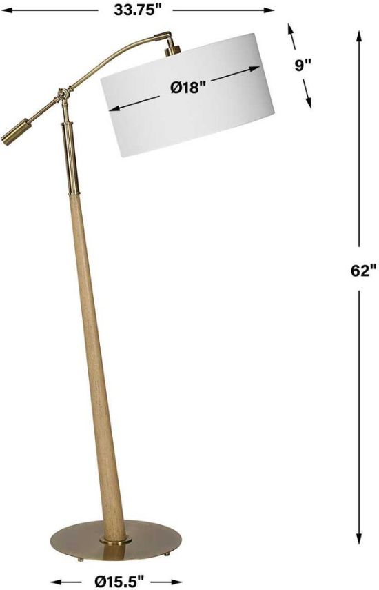 Uttermost® Kennett Brass/Brown Floor Lamp-3
