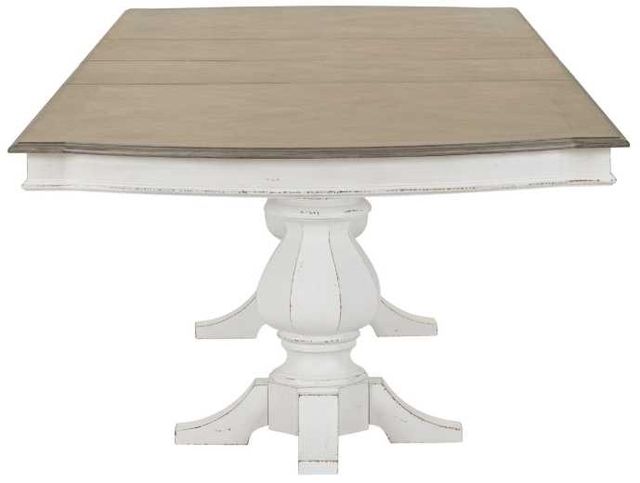 Liberty Furniture Magnolia Manor Weathered Bark Double Pedestal Dining Table with Antique White Base-4