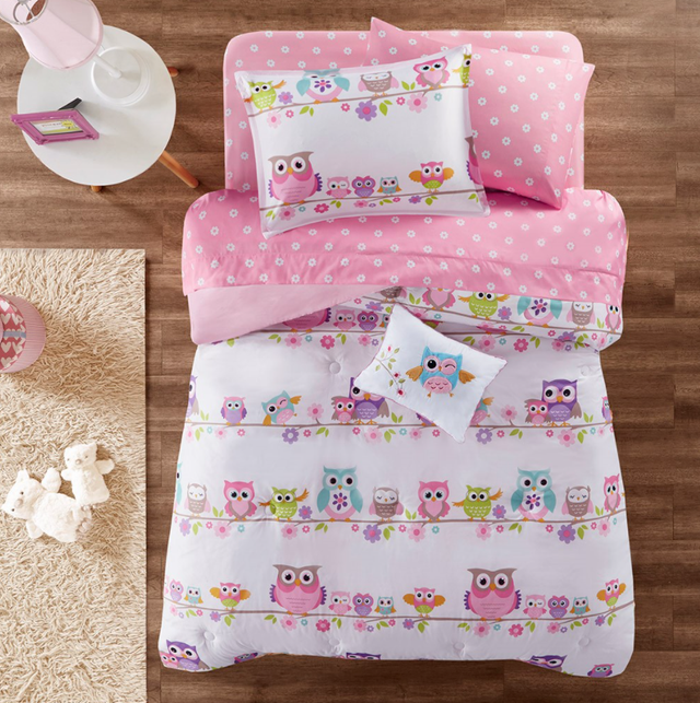 Olliix by Mi Zone Kids Wise Wendy White Twin Owl Complete Bed and Sheet Set-2