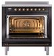 Ilve® Nostalgie II Noblesse 36'' Glossy Black Pro Style Induction Range with Burnished Trim-1