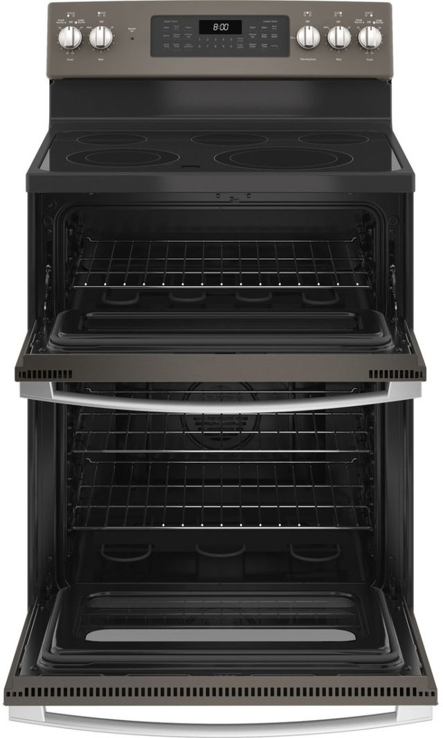 GE® 30" Slate Freestanding Electric Double Oven Convection Range-1