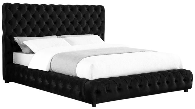 Crown Mark Flory Black Queen Upholstered Platform Bed-0