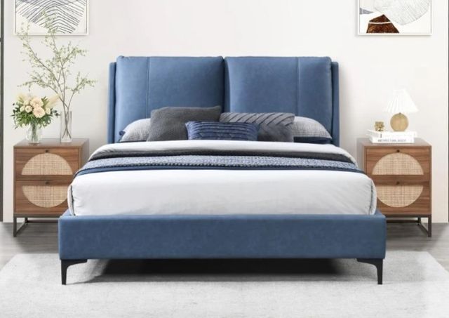 Bernards Bryant Blue King Upholstered Panel Bed-3