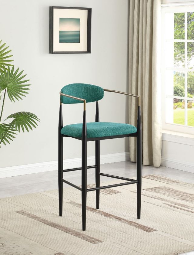 Coaster® Tina 2-Piece Black/Green Upholstered Bar Stool Set-1