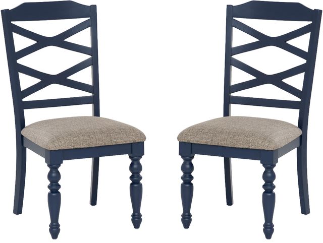 Powell® Trimble 2-Piece Beige/Navy Blue Dining Side Chair Set-0
