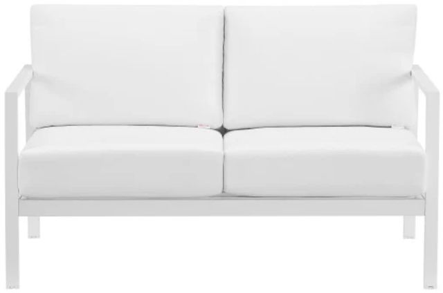 Linon Alora White Aluminum/Fabric Outdoor Loveseat-2