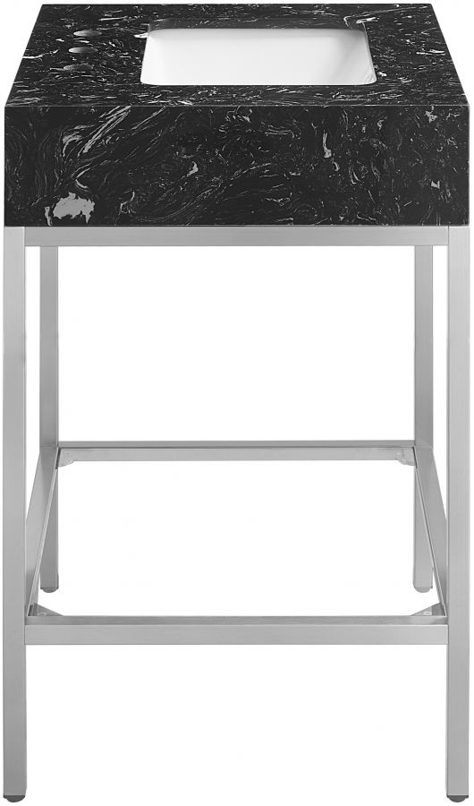 Meridian Furniture Marmo Black/Brushed Chrome 24" Bathroom Vanity-3