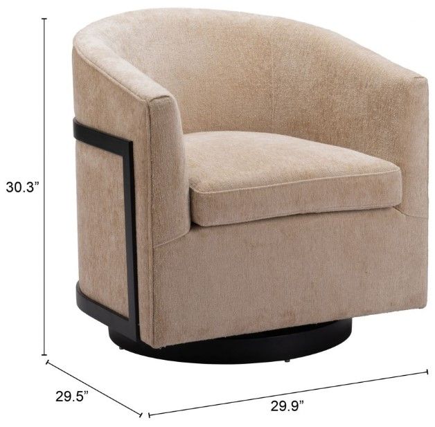 Zuo® Modern Hanko Golden Beige Swivel Chair-1