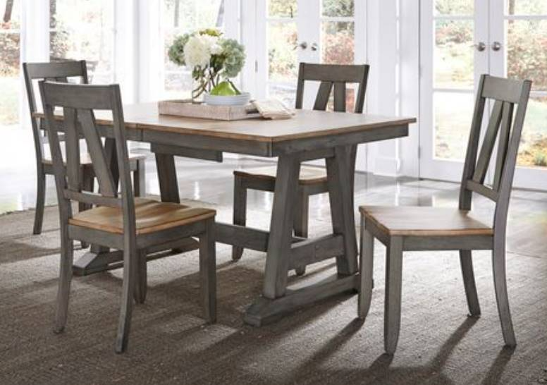 Liberty Furniture Lindsey Farm 5 Piece Gray Sandstone Trestle Table Set Store For Homes Furniture Flooring Newton IA