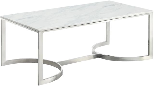 Meridian Furniture Copley White Coffee Table with Chrome Base-0